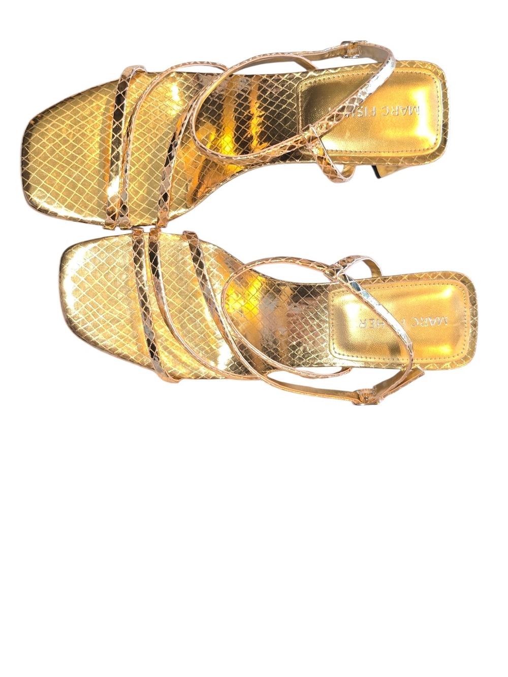 Marc Fisher Hamora Gold Snakeskin Heeled Sandals